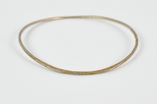 Dainty Hand-Hammered Gold Tone Sterling Silver 925 Bangle Bracelet - Thin Bangle - Stamped 925 Sterling Bangle Bracelet
