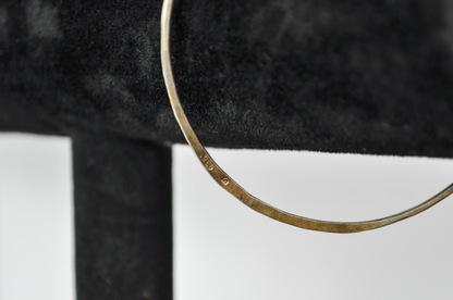 Dainty Hand-Hammered Gold Tone Sterling Silver 925 Bangle Bracelet - Thin Bangle - Stamped 925 Sterling Bangle Bracelet