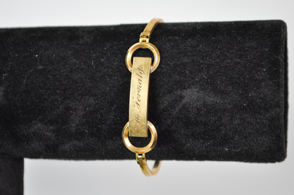 Vintage 12KT Gold Filled LaMode Engraved Ladies ID Bracelet - "M. Fernald" Engraved - 1970s La Mode Gold Identification Bracelet