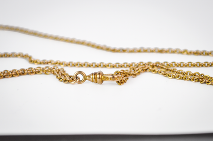 Victorian W. & S. Blackinton Gold Filled Double Rope Watch Chain Heart Slider Necklace - Stamped "W. & S.B." - Antique Watch Chain Necklace
