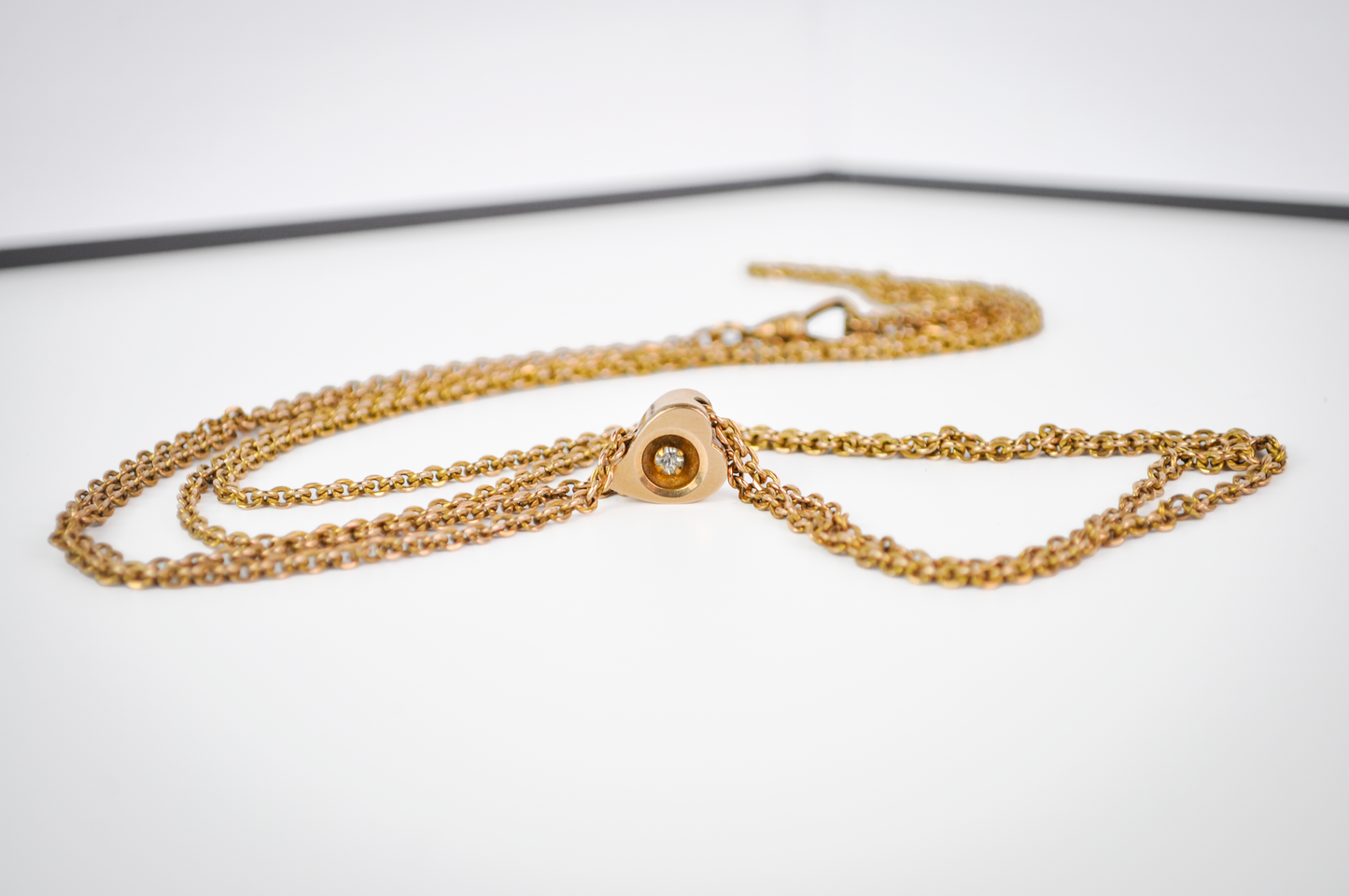 Victorian W. & S. Blackinton Gold Filled Double Rope Watch Chain Heart Slider Necklace - Stamped "W. & S.B." - Antique Watch Chain Necklace