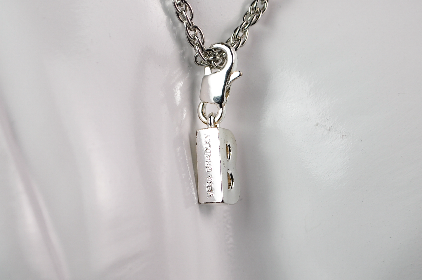 Beautiful Vera Bradley Silver Toned "B" Letter Charm - Lobster Claw Clasp - Minimalist Initial B Silvertone Jewelry Charm