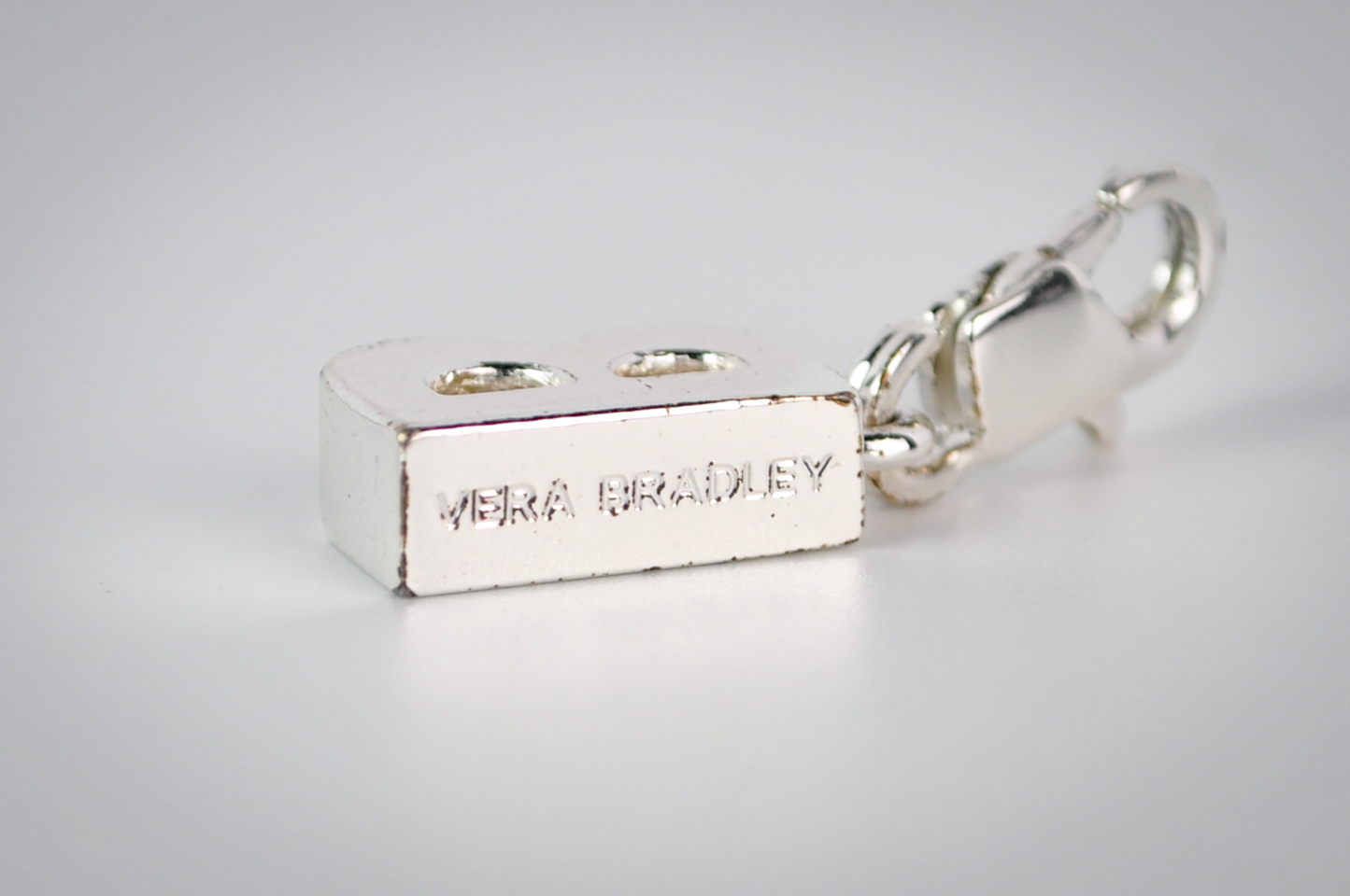Beautiful Vera Bradley Silver Toned "B" Letter Charm - Lobster Claw Clasp - Minimalist Initial B Silvertone Jewelry Charm