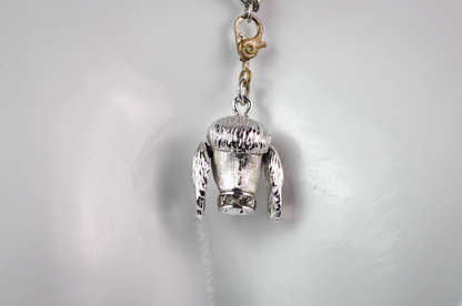 Vintage Monet Silver Toned Articulated Poodle Head Charm - With 1960s Pat. Pend. Clasp - Adorable Dog With Moveable Ears Charm