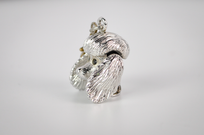 Vintage Monet Silver Toned Articulated Poodle Head Charm - With 1960s Pat. Pend. Clasp - Adorable Dog With Moveable Ears Charm