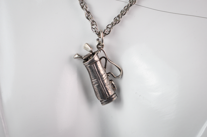 Vintage Danecraft Sterling Silver Golf Bag Golfing Charm - Stamped Danecraft - Detailed Sterling 925 Golf Bag Full of Clubs Golfing Jewelry