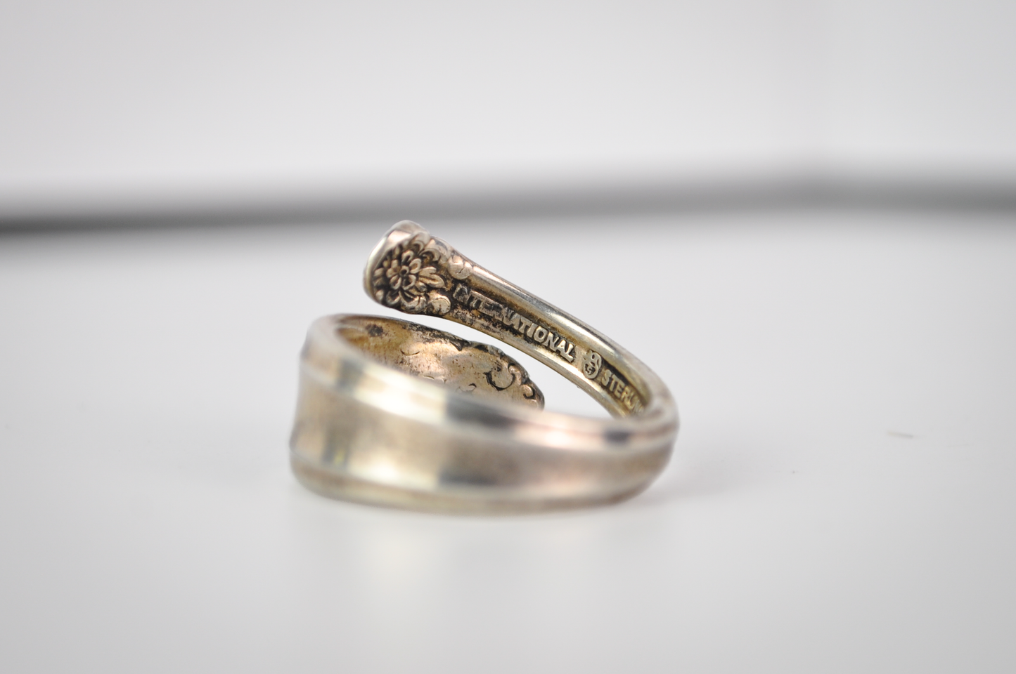 Vintage International Sterling "Prelude" Floral Spoon Ring - Size 6, Adjustable Band - 1939 Sterling Silver 925 Prelude Silverware Ring