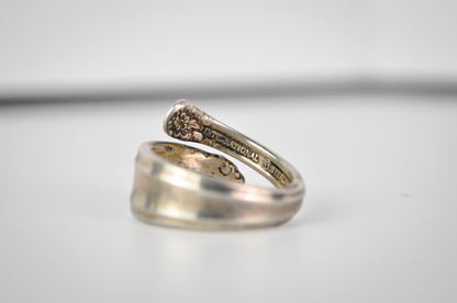 Vintage International Sterling "Prelude" Floral Spoon Ring - Size 6, Adjustable Band - 1939 Sterling Silver 925 Prelude Silverware Ring