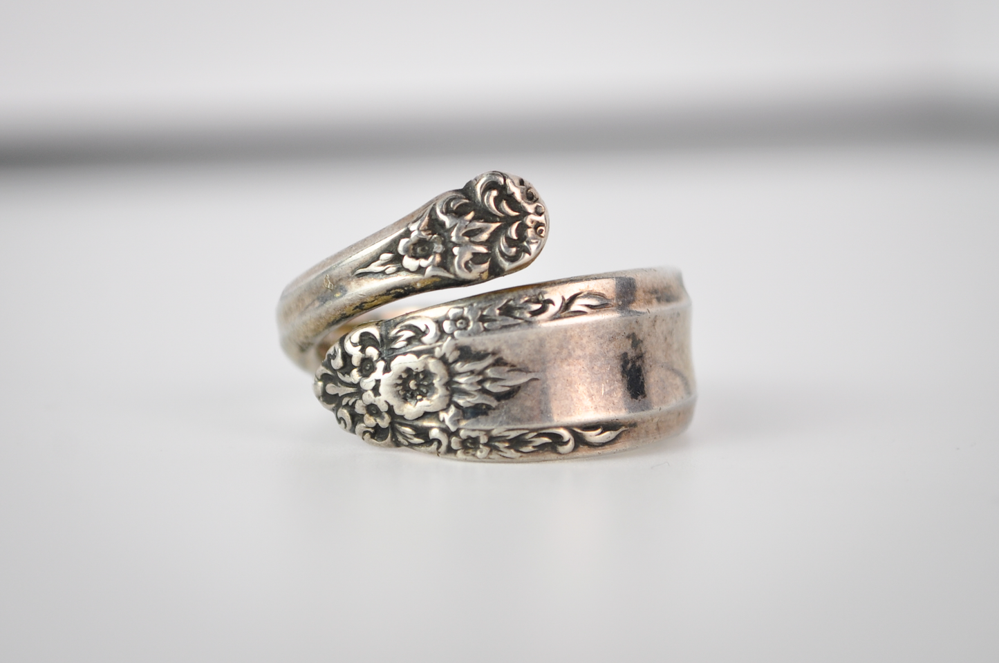 Vintage International Sterling "Prelude" Floral Spoon Ring - Size 6, Adjustable Band - 1939 Sterling Silver 925 Prelude Silverware Ring