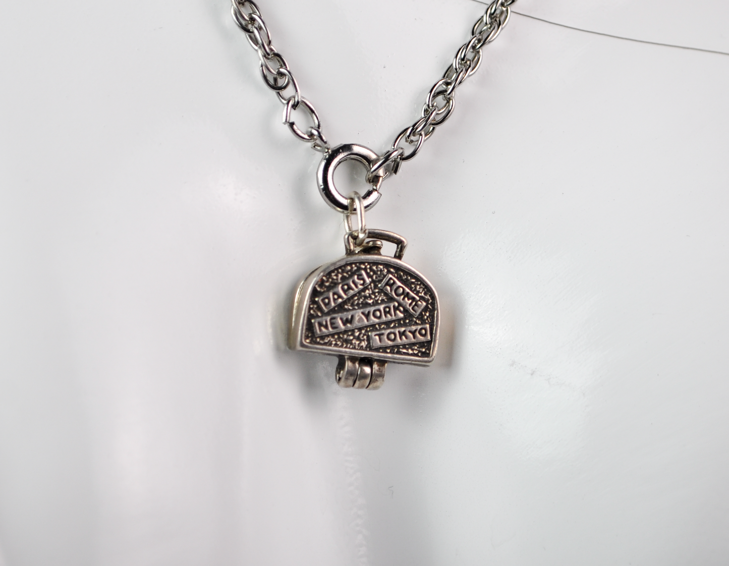 Vintage 925 Sterling Silver Articulated Travel Luggage Charm - Detailed Sterling Silver Opening Suitcase Charm Travel Jewelry