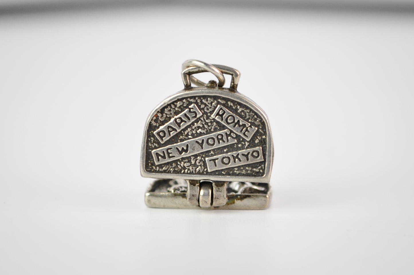 Vintage 925 Sterling Silver Articulated Travel Luggage Charm - Detailed Sterling Silver Opening Suitcase Charm Travel Jewelry