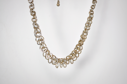 Stunning Avon HR Silver-Tone Multi-Loop Cluster Bib Necklace - Vintage Avon HR Silver Toned Jump Ring Bib Necklace