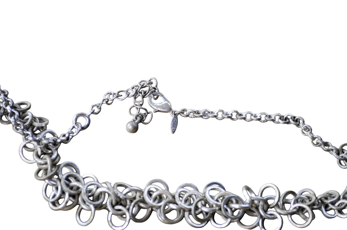 Stunning Avon HR Silver-Tone Multi-Loop Cluster Bib Necklace - Vintage Avon HR Silver Toned Jump Ring Bib Necklace