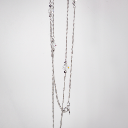 Stunning Avon Silver-Tone Crystal Faceted Station Necklace - Vintage Stackable Silver Toned Versatile Avon Necklace