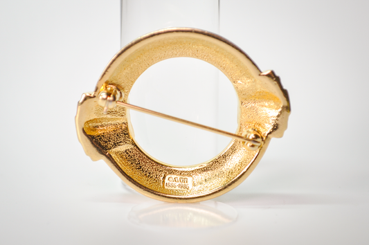 1986 Avon Gold-Toned Centennial 100th Anniversary Rhinestone Circle Brooch - 1886-1986 - Vintage Avon Commemorative Anniversary Pin