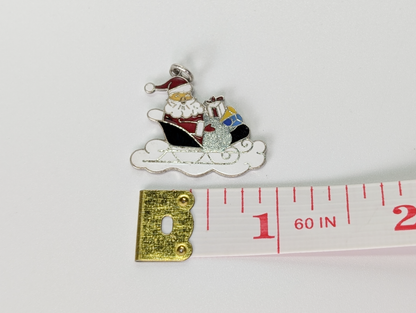 Vintage Wells Sterling Silver Enamel Santa Claus Christmas Charm - Stamped Wells Sterling - Sterling Silver 925 Xmas Holiday Bracelet Charm