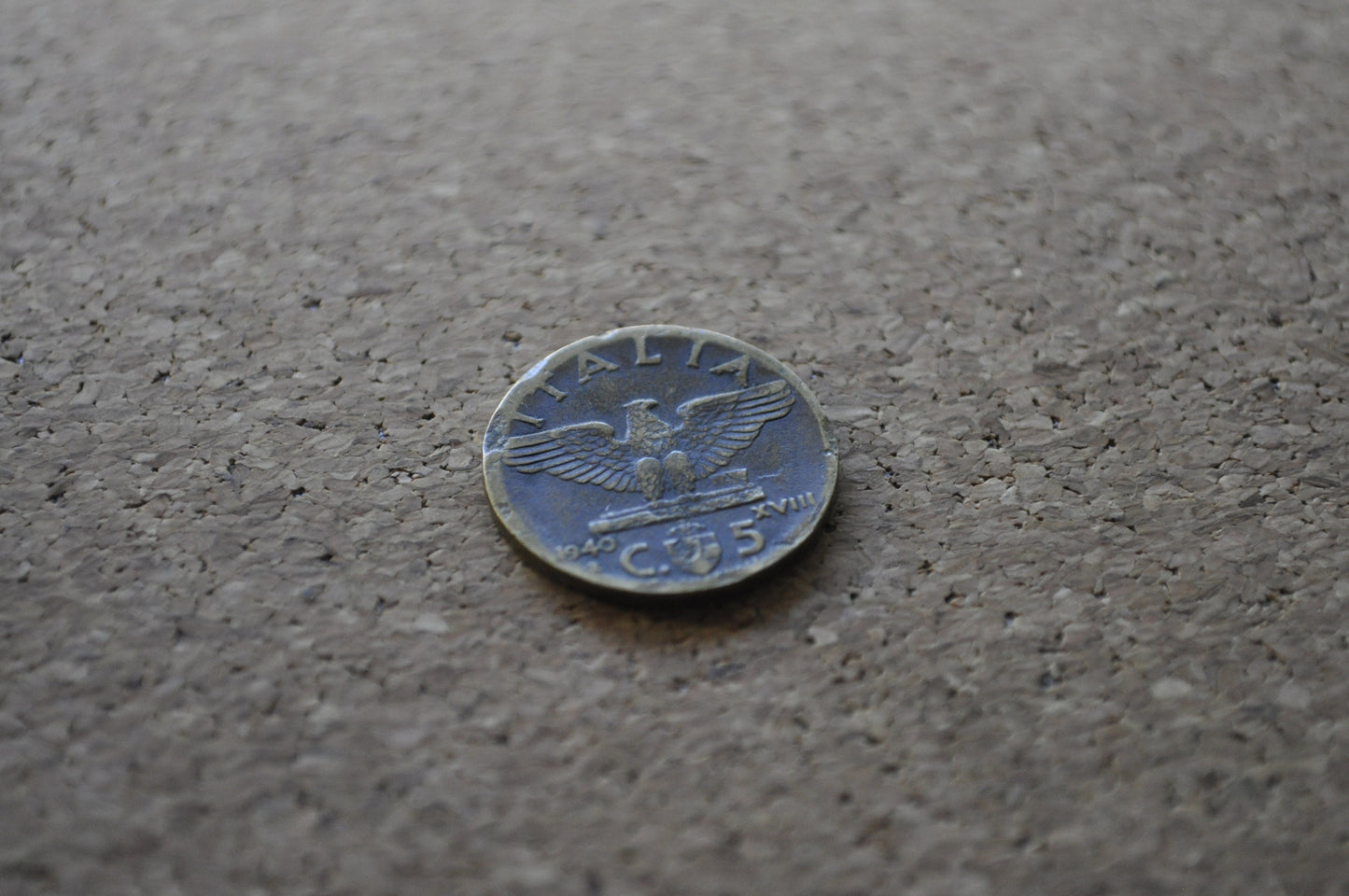 1940s 5 Cent Italian Coin - Victor Emmanuel III - WWII Era Italy Coin