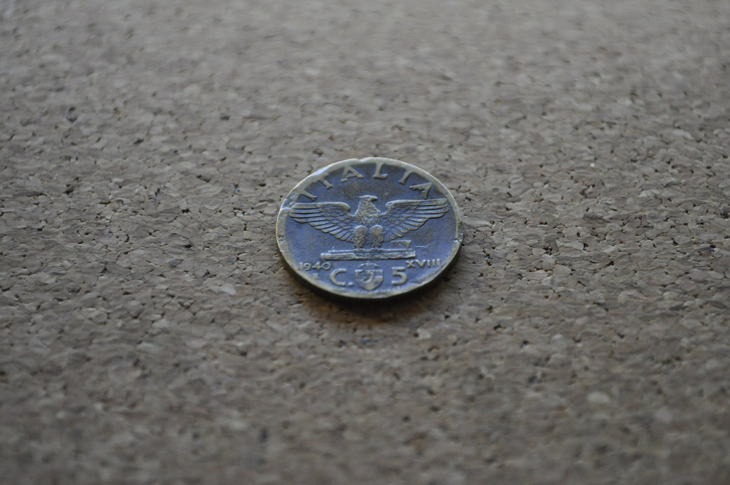 1940s 5 Cent Italian Coin - Victor Emmanuel III - WWII Era Italy Coin