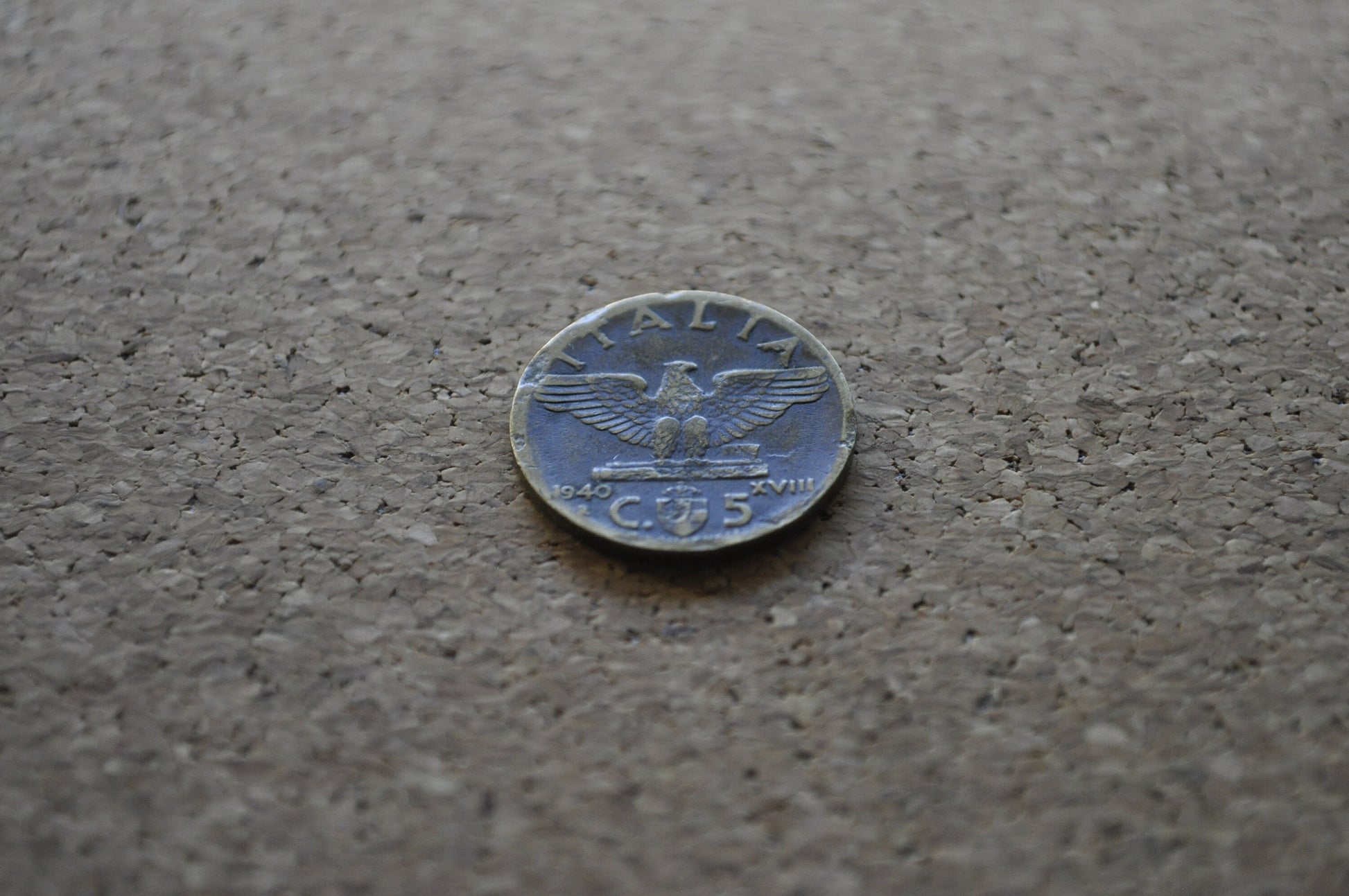 1940s 5 Cent Italian Coin - Victor Emmanuel III - WWII Era Italy Coin