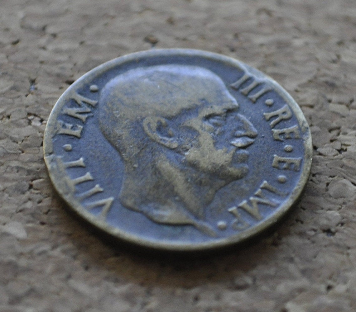 1940s 5 Cent Italian Coin - Victor Emmanuel III - WWII Era Italy Coin