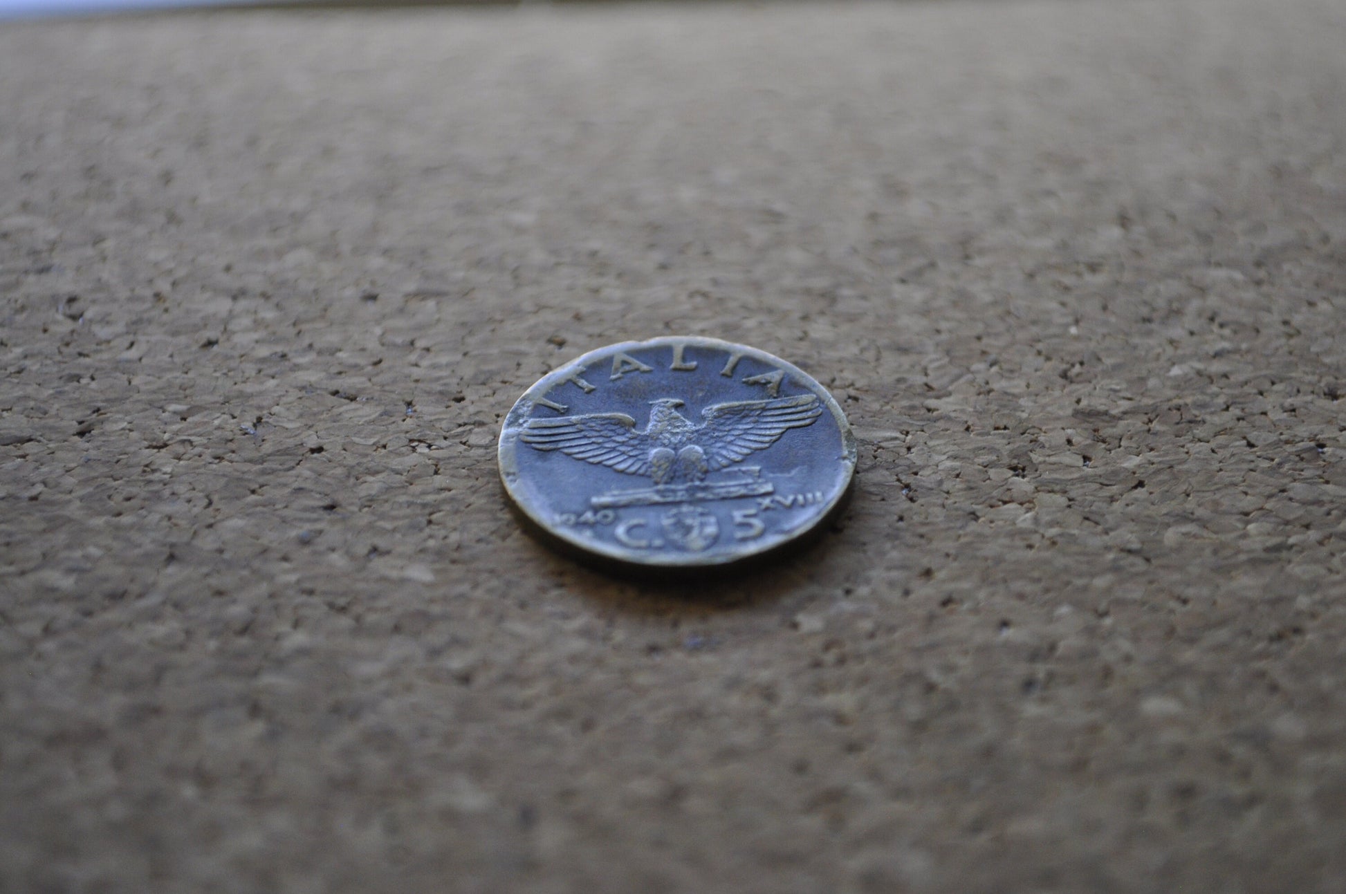 1940s 5 Cent Italian Coin - Victor Emmanuel III - WWII Era Italy Coin