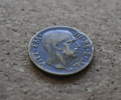 1940s 5 Cent Italian Coin - Victor Emmanuel III - WWII Era Italy Coin