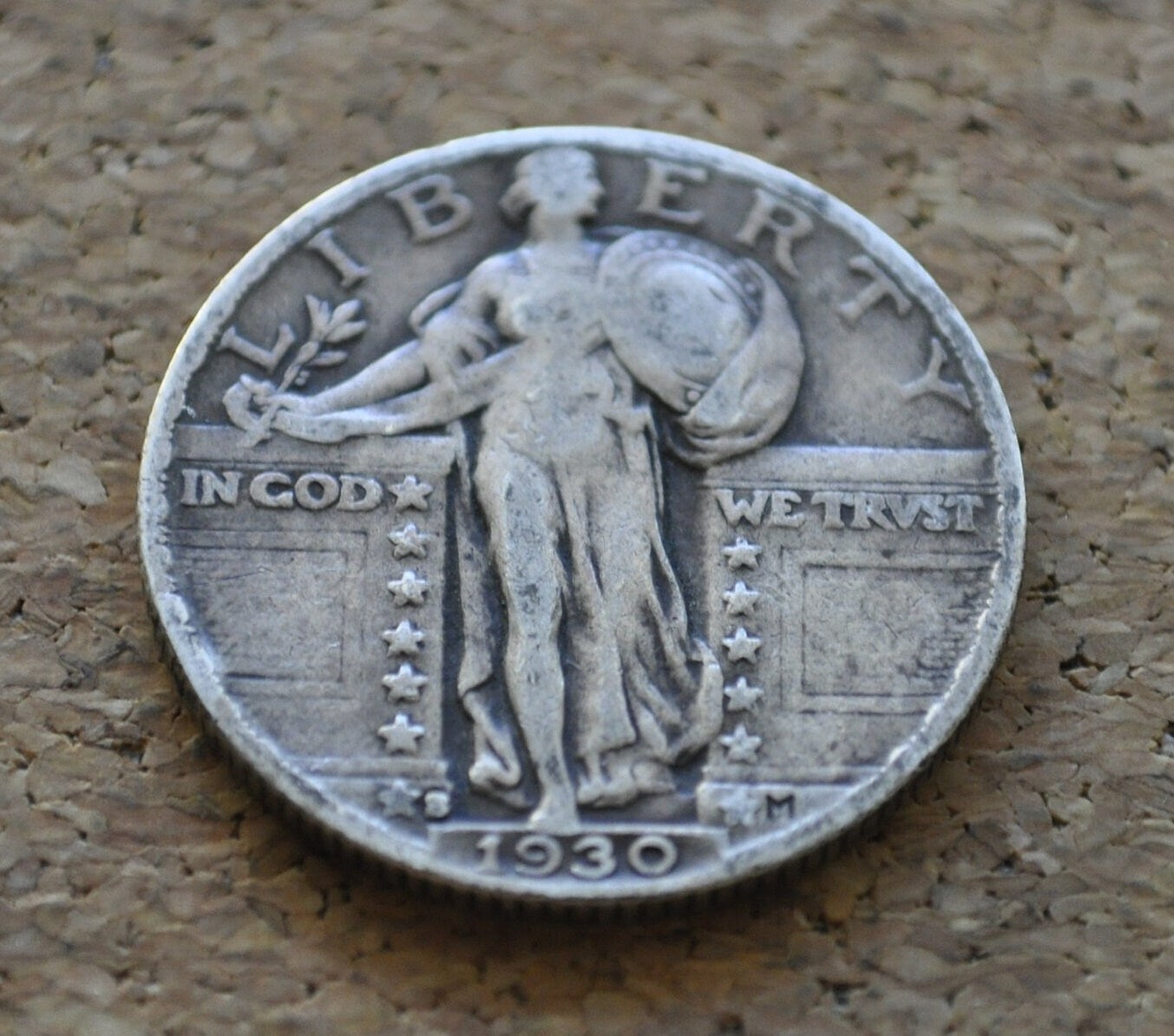 1930 S Standing Liberty Silver Quarter - Fine Grade / Condition - Silver Quarter 1930-S Liberty Standing Quarter