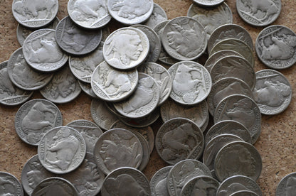Lot of 10, 20, 30 / Roll of 40 Buffalo Nickels - 1913 to 1939 - US Vintage US Coins - Avg Circulation - All Readable Dates - 1920's, 1930's