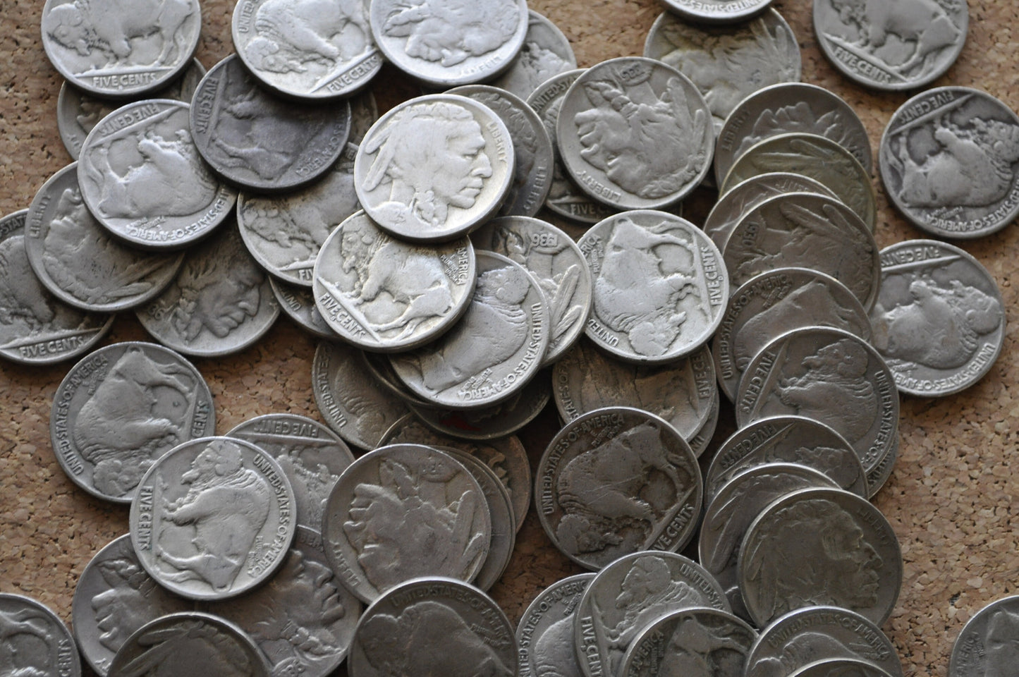 Buffalo Nickels - 1913 - 1939 - American Vintage US Coins - Avg Circulation - 1910's, 1920's, 1930's - Great for Jewelry / Buttons / Gifts