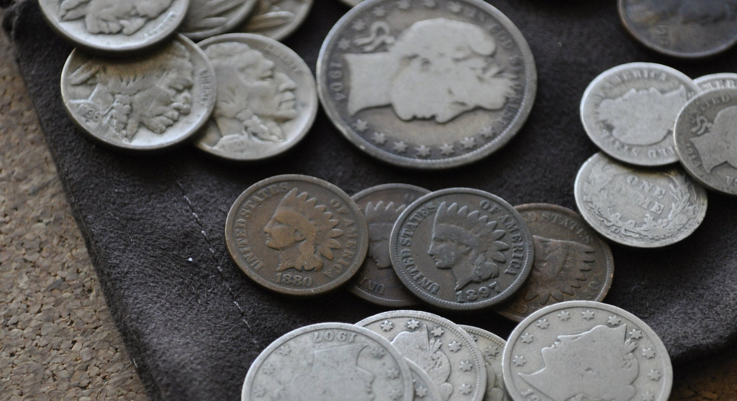 Ultimate Bag of US Coins - Morgan Silver Dollars - Silver Dimes, Half Dollars, Quarters - Buffalo / V Nickels, Indian Head & Wheat Cents