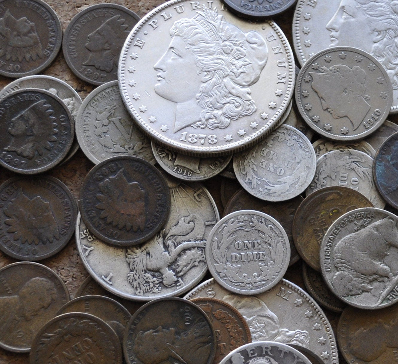 Ultimate Bag of US Coins - Morgan Silver Dollars - Silver Dimes, Half Dollars, Quarters - Buffalo / V Nickels, Indian Head & Wheat Cents