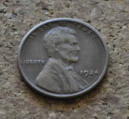 1924-S Wheat Penny - XF (Extremely Fine) Grade / Condition - San Francisco Mint - 1924 S Wheat Ear Cent