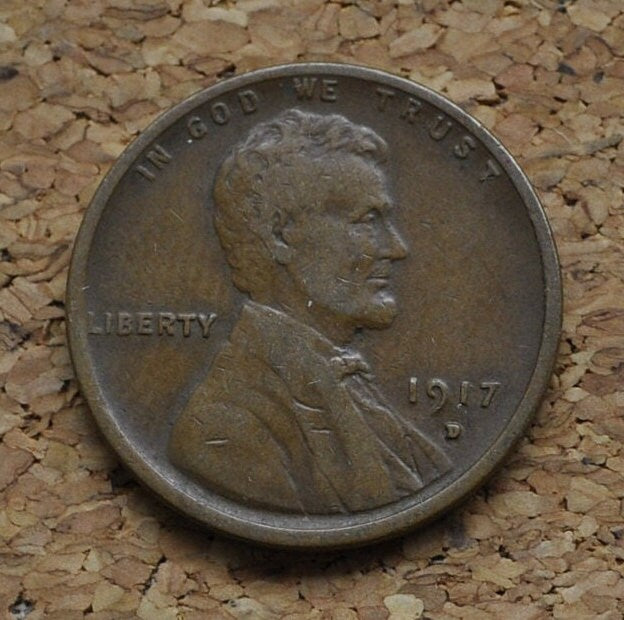 1917-D Wheat Penny - Choose by Grade - Denver Mint - World War I Era Coin - 1917 D Wheat Cent - Good Date and Mint