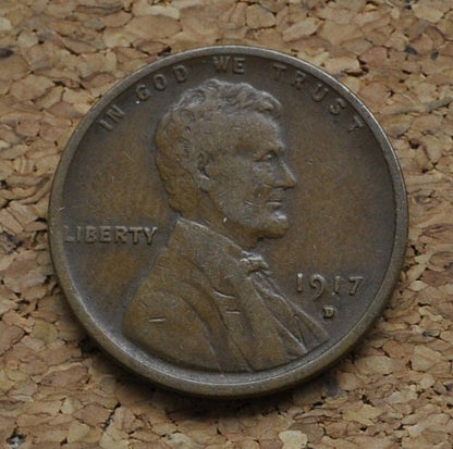 1917-D Wheat Penny - Choose by Grade - Denver Mint - World War I Era Coin - 1917 D Wheat Cent - Good Date and Mint