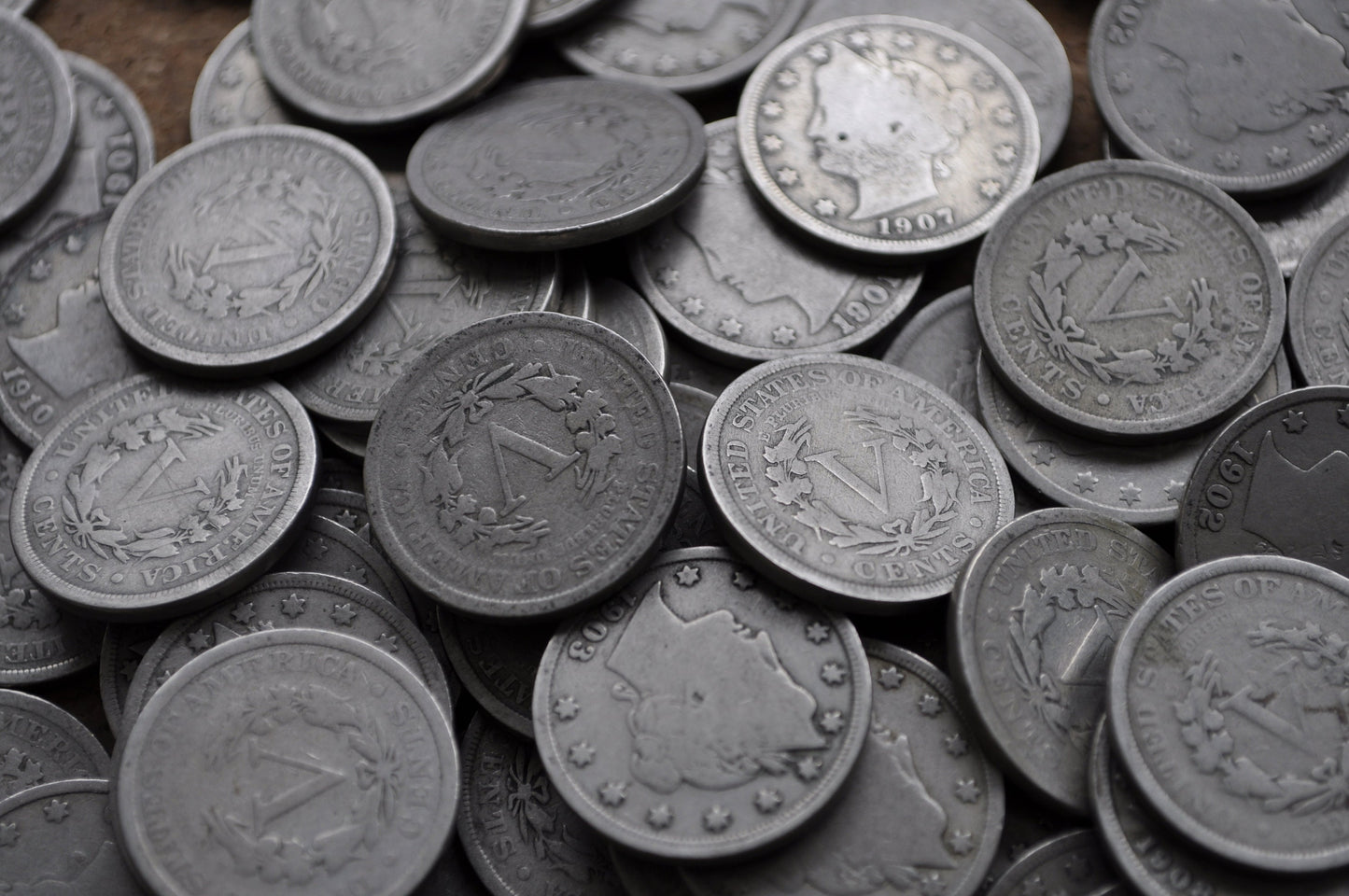 Roll of 40 Liberty V Nickels - 1900 to 1912 - American Vintage US Coins - Good to Very Good - Liberty Head nickel roll of 40 V Nickels