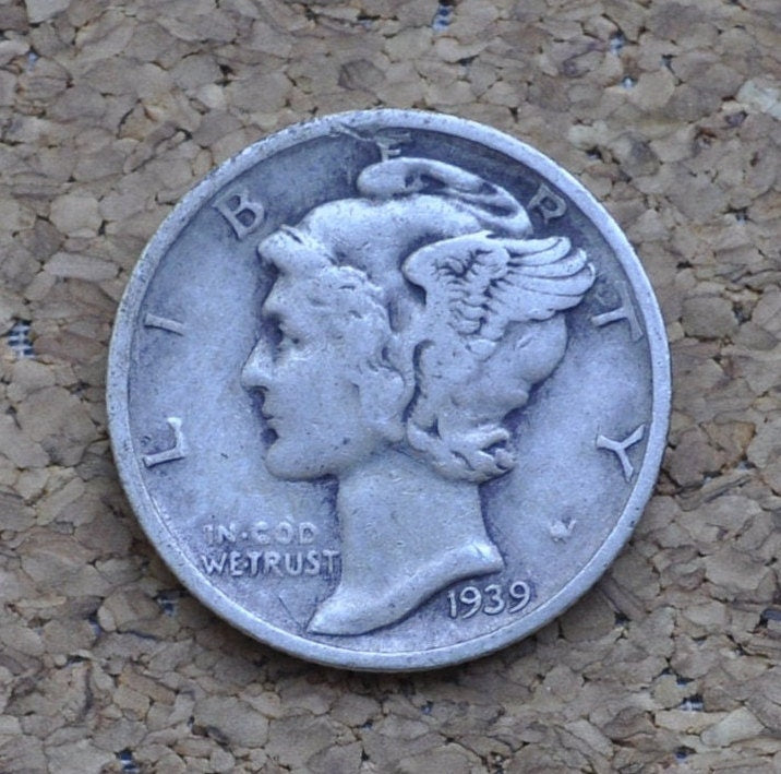1939-S Mercury Silver Dime - Choose by Grade / Condition - San Francisco Mint - 1939S Winged Liberty Head Dime - Silver