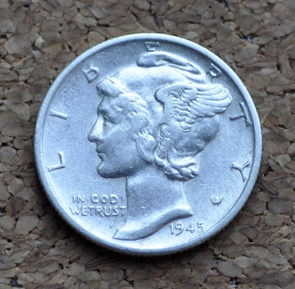 1945 Mercury Silver Dimes, P,D,S - Choose by Mint & Grade - 1945 D Winged Liberty Head Silver Dime 1945 S Dime 1945