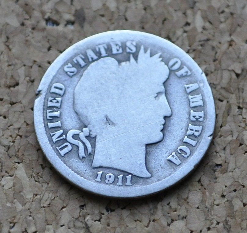 1911 Barber Silver Dime - Choose by Grade / Condition - Silver Dime - Philadelphia Mint - 1911-P Barber Dime