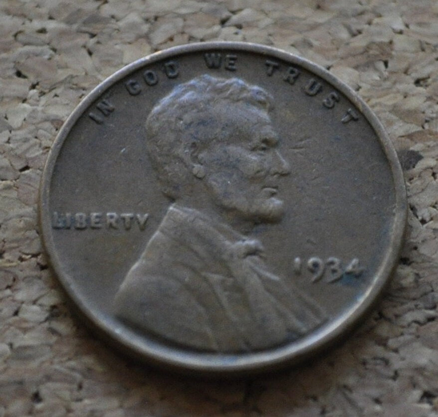 1934 Wheat Penny - F-EF (Fine to Extremely Fine) Condition - 1934 P Wheat Ear Cent