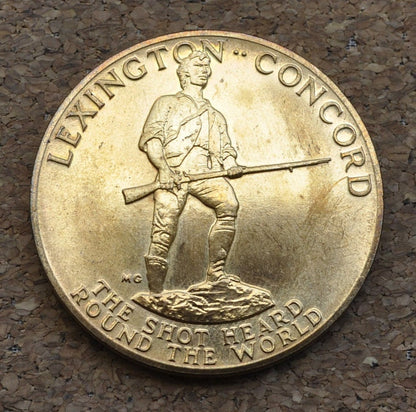 American Revolution Bicentennial Paul Revere Commemorative Medal 1975 - Lexington and Concord - Shot Heard Round the World - Bronze