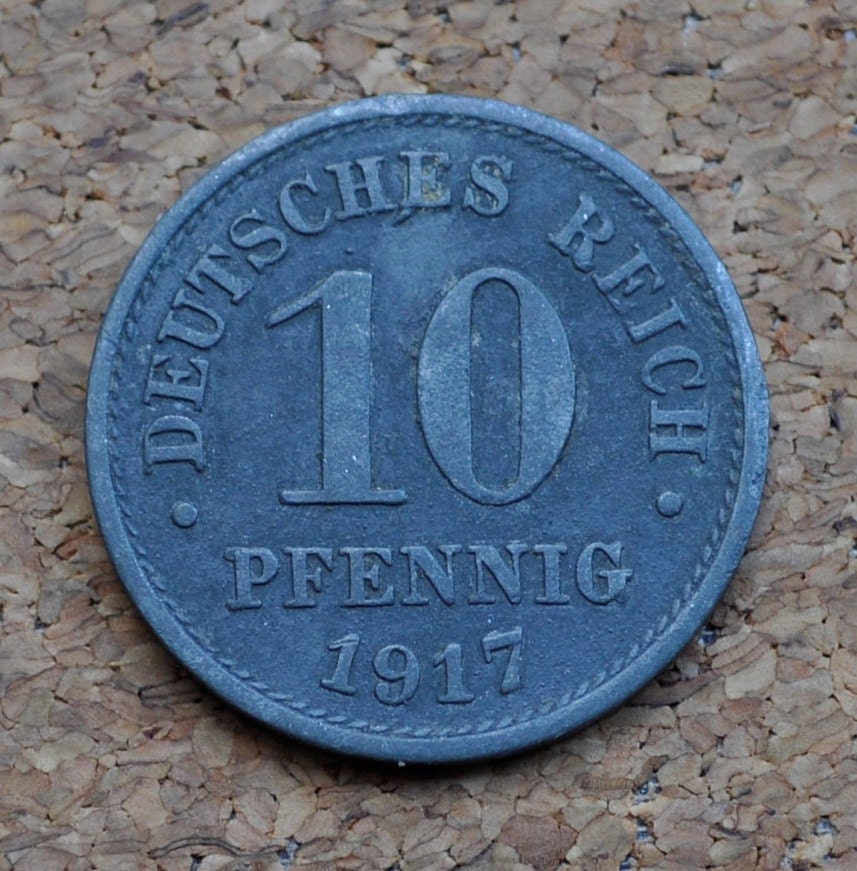 1917-1921 German 10 Pfennig Deutsches Reich - Great conditions - Second Reich of Germany 1917 - WWI Era German Coin - Ten Pfennig 1917