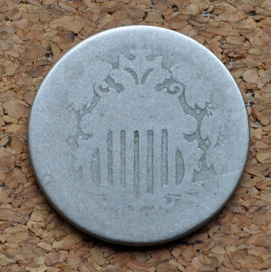 No Date Shield Nickel - Type Coin - 1867-1883 Shield Nickel - Shield Type Nickel 1800's - No visible date