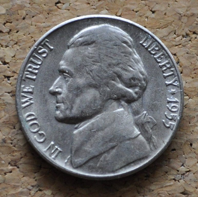 1955 D Jefferson Nickel - Great Condition - 1955 D Nickel - Denver Mint Nickel 1955