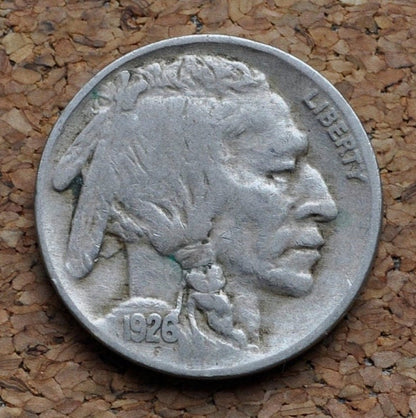 1926 Buffalo Nickel - VG to XF (Very good to Extremely Fine) Grade - Philadelphia Mint - Choose by Grade - 1926 P Nickel Indian Head 1926