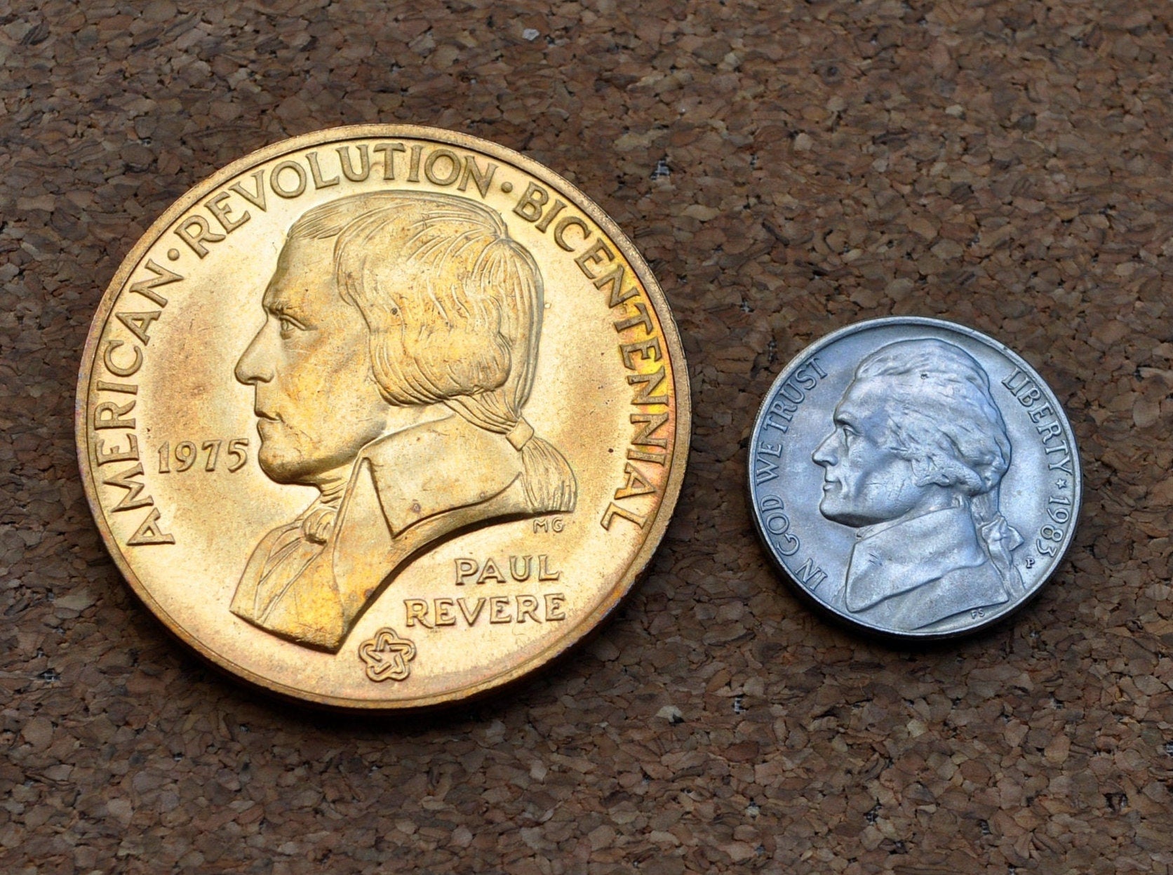 American Revolution Bicentennial Paul Revere Commemorative Medal 1975 - Lexington and Concord - Shot Heard Round the World - Bronze