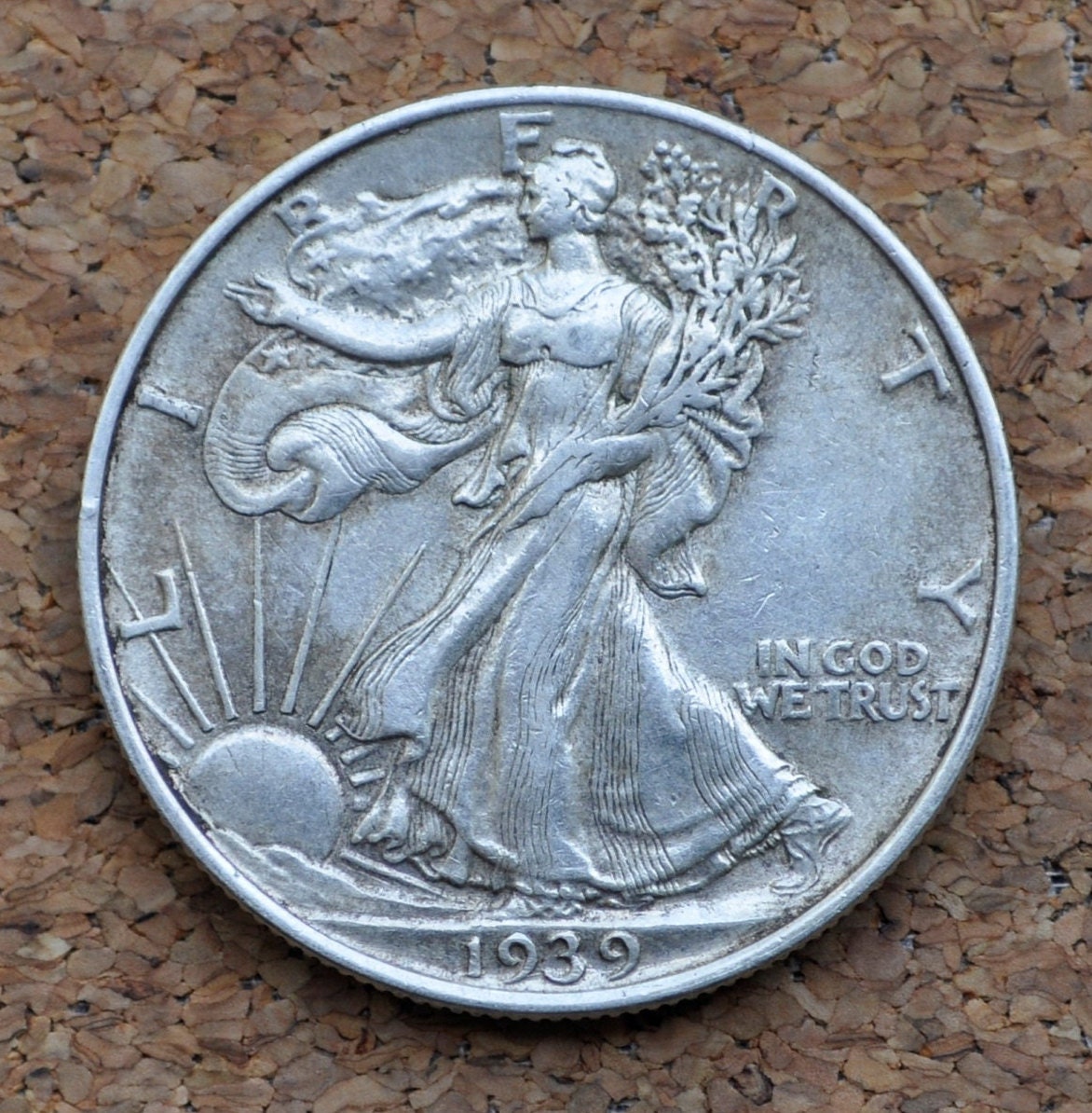 1939 Walking Liberty Silver Half Dollar - XF45 (Extremely Fine to AU50) - Philadelphia Mint - 1939-P Half Dollar / 1939 P Half Dollar