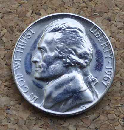 1967 Jefferson Nickel - BU (Uncirculated) Condition - Full Mint Luster - Beautiful coin for a collection - 1967 P Nickel - 1967 P Jefferson