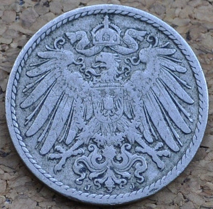 1905 German 5 Pfennig Deutsches Reich - Great condition - Second Reich of Germany 1905 German Coin - Five Pfennig 1905