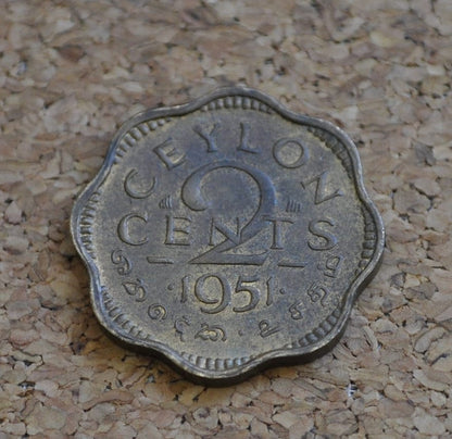 Ceylon Coins - Choose by Denomination and Year - King George - UK 2 Pence 1951 Sri Lanka - 2 Penny Coin 1951 UK Ceylon Sri Lanka