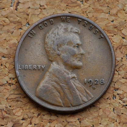 1928 D Wheat Penny - VF (Very Fine) Grade / Condition - Denver Mint - 1928 D Wheat Ear Cent - Wheat Back 1928D